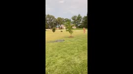 Woman accidently performs splits when she slips trying to slide into a pond *Hilarious fail*
