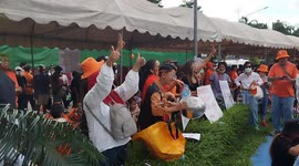 Protest near the Parliament Building, Bangkok, Thailand. Thailand's Parliament votes 13th July to decide if the leader of The Move Forward party, Pita Limjaroenrat, who won the most seats in May's election,  can become the new Prime Minister,