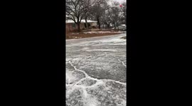 Texan girl's sledding plans hilariously foiled by slippery ice