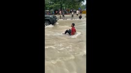 Residents resort to street-swimming as Yamuna overflows, submerging the city in watery chaos