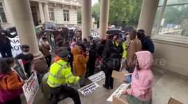 Protesters gather outside French Embassy in London against police killing of 17-year-old Nahel Merzouk