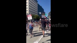 US: SAG-AFTRA Protesters Join WGA Picket Lines In Los Angeles & New York City 2