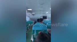 Ferry smashed by choppy seas off the coast of the Philippines