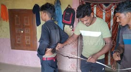 A Boy with 2 feet long hairy tail People called him Hindu monkey god