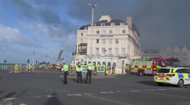 Firedestroys the iconic Albion Hotel, Brighton, UK