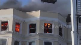 Footage shows Brighton's Royal Albion Hotel in flames