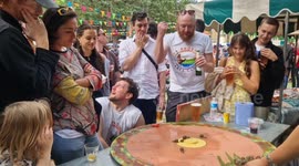All the thrills of Soho Village Fete in London with snail racing, a human fruit machine and more!