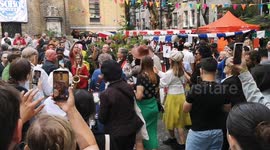 At the Soho Village Fete in Central London the Red Stripe Band get the audience dancing with the song Tequila