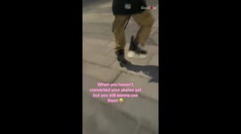 Roller skater boy skates balancing on one leg *Hilarious Roller Skating Fail*