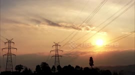 Time-lapse of grid power supply tower as electricity data consumption released in Yichang, China