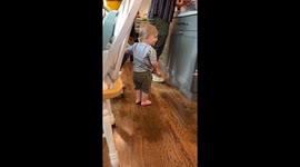 Adorable toddler cutely wobbles towards parents *Wholesome Moment*