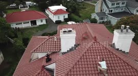 Moment Cops Wrestle Woman On Homeowner's Roof After She Barged Into Home Screaming in Stamford, Connecticut, USA