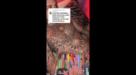 Woman 'colours in' boyfriend's tattoos with MARKERS after he spends 500 hours and £97,000 on his ink Part 1/2
