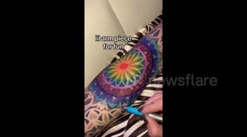Woman 'colours in' boyfriend's tattoos with markers