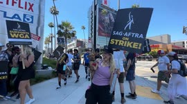 Hollywood on Strike: Hollywood Actors join Writers on the second day of the Screen Actors Guild Strike, in front of the Netflix Headquarters and Sunset Studios in Hollywood, CA