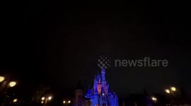 Impressive Lighting Storm above  Cinderella’s Castle Disney World Magic Kingdom