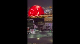 The Sphere in Las Vegas delights onlookers by turning into a visual treat of a pumpkin