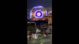 Surreal screening of an astronaut in a dreamscape at Las Vegas Sphere captures attention of viewers