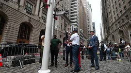 Belgium Flag Raising In New York City, USA