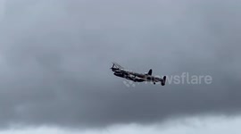 The Lancaster bomber plane does a fly past at the int air tattoo.