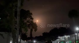 Dramatic Cape Canaveral SpaceX Rocket Launch from Residential Area Lights Up the Night Sky in Florida