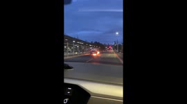 Flaming Car Pulls Over