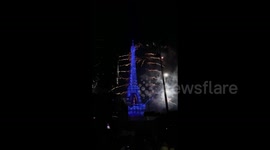 Fireworks at The Eiffel Tower Lunched to Mark Bastille Day in Paris, France