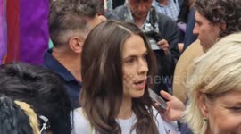 Actors Hayley Atwell and Andy Serkis stand in solidarity with striking colleagues at Equity solidarity rally in London
