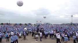 Cambodia's ruling party holds massive rally on final day of campaign for general election