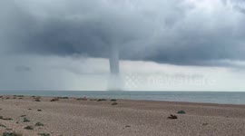 Spectacular waterspout captured over the English Channel at Dungeness