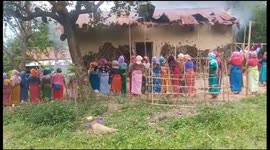 Crowd of women set fire to house of man accused in Manipur sex assault case