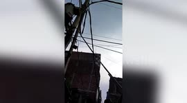 Fire department officials rescue bird stuck in electric pole in northern India