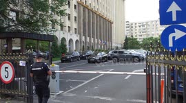 File Footage: Ministry of Transport in Bucharest, Romania During Railways Workers Protest
