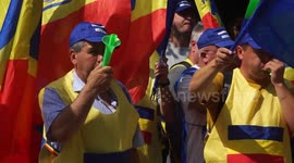 File Footage: State Railways Workers Protest in Bucharest, Romania
