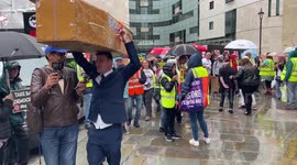 Stop ULEZ protest outside the BBC Broadcasting House in London