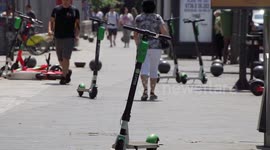 File Footage: Scooter-sharing system in Bucharest, Romania