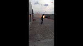 Electrical transformer blows up and catches fire because of the electricity overload