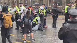 Anti-ULEZ protesters in London scuffle with police