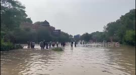 Road Flooded after Yamuna River Overflow in Delhi, India