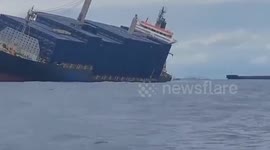 Large container ship sinks off Taiwan's largest port