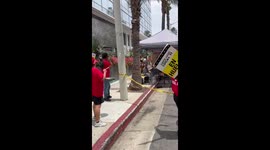Workers at Andaz West Hollywood Hotel go on strike for fair wages and better working conditions.
