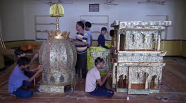 Muslims prepare a traditional Tazia for Muharram procession in India
