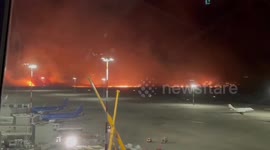 Flights cancelled as wildfire rages near Palermo airport in Italy