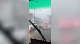Super Typhoon Doksuri blows over motorcycle rider in the Philippines