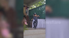 Toddler impresses crowd with ice-cool cop dance routine