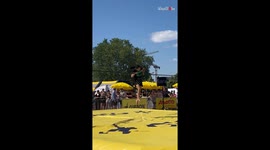 Girl goes crazy on slackline and performs epic stunts *Slackline Woman's World Cup 2023*