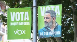 Political Banners during the 2023 Spanish General Election in Madrid, Spain