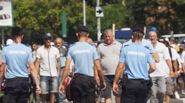 Construction Workers Leave After Rally Against Taxation in Bucharest, Romania