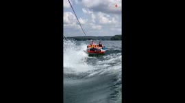 'WOW!' - Kids LAUNCHED into the air after their tube hits a ruthless wave