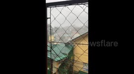 Heavy Rain Brought by Typhoon Doksuri Continues in Baguio, Philippines